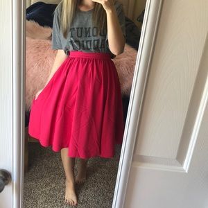 Hot pink midi full skirt